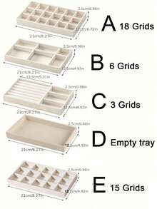 Stackable Velvet Jewelry Tray Storage Box, Drawer Organizer Box, Jewelry Drawer Lining Storage Box Display Case, Can Store Earrings, Necklaces, Rings, Bracelets, With Removable Dividers, Gift For Women, Women's Organizer Box, Travel Essential, Back To School Essential - Multicolor - View 4