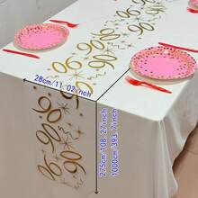 1pc Gold Foil Number Birthday Table Runner, 6/16/20/25/35/45/55/65/75/85 Years Old Birthday Party Decoration, Anniversary Retirement Party Supplies, Birthday Celebration, Father's Day, Mother's Day - Gold - View 3