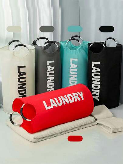 超大号高品质洗衣篮，带柔软衬垫提手 - 布艺洗衣篮，可折叠圆形篮，适用于各种房间类型，休闲风格衣物收纳盒，洗衣配件，洗衣篮