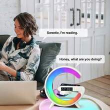 Multifunctional 3-In-1 Design Bluetooth Speaker-/Clock/G-Shaped Bedside Atmosphere Lamp (White), 12 Light Modes, USB Powered,Portable & Versatile Christmas Gift - White - View 7