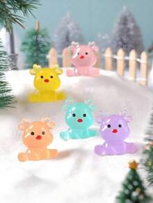 10/20 قطعة من تماثيل الغزلان الصغيرة المضيئة من الراتنج، تماثيل غزلان صغيرة جالسة تضيء في الظلام للزينة في عيد الميلاد، ديكور حديقة الفراي، المناظر الطبيعية الصغيرة، حشو هدايا الحفلات، هدية عيد ميلاد مثالية (ألوان عشوائية) - متعدد الألوان - مشاهدة 5