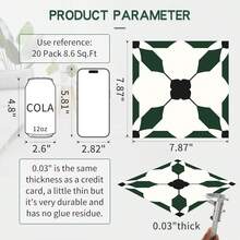 MORCART 20片装，尺寸8英寸 x 8英寸，自粘乙烯基地板砖，防水，适用于浴室、厨房、壁炉、宠物屋、楼梯、卧室、墙面等场所的DIY地板铺设。 - 彩色 - 查看 14