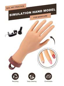 Silicone Nail Practice Hand Flexible Training Mannequin 360° Rotating Wrist Non-Slip Base For Acrylic Gel Nails Beginners Students - Multicolor - View 3