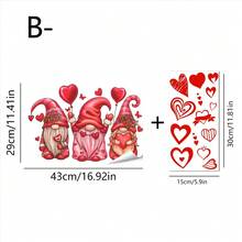 1 buc Inimă romantică de Ziua Îndrăgostiților, Autocolant de sticlă din seria Pisicii Pitice Roz, Material PVC cu adeziv static (detașabil), Potrivit pentru decorațiuni de casă, dormitor, sufragerie și uși din sticlă, Aranjament cameră pentru cupluri, Accente romantice pentru casă, Cadouri de Ziua Îndrăgostiților