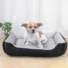 Soft Plush Dog Bed, Washable Rectangular Pet Cushion Bed For Small Medium Large Dogs Cats - Black and Grey - View 6