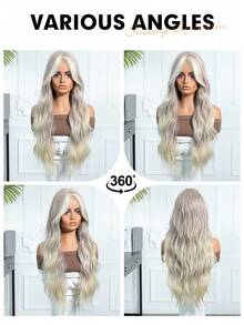 28 Inch Long Brown Synthetic Wig, Middle Part Blonde Long Curly Hair, Suitable For Women's Daily Wear, Cosplay, Natural And Realistic, Can Be Used For Halloween, Christmas, New Year, Carnival, Music Festivals, Ideal Gift For Girls, Summer Graduation, Holidays, And Perfect For Halloween And Christmas. - Blonde Highlight - View 9