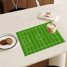 Set da 4 pezzi di sottopiatti stampati con campo da calcio, set di sottopiatti rettangolari in poliestere intrecciato, lavare a mano, decorazione per la casa e la cucina, adatto per interni/esterni - Multicolore - Visualizzare 10