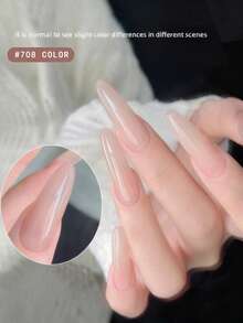 1pc 12ml Jelly Crystal Nail Polish, Semi-Transparent With Shiny Ice Crystal Effect - Removable Under UV/LED Light - Suitable For DIY Manicure - Pink - View 4