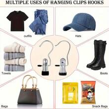 5/20pcs Stainless Steel Multi-Use Clips With Hooks - Portable Hangers For Laundry, Pants, Hats & Skirts - 360° Rotating Storage Organizer - Multifunctional Clothes Hanger - 白色 - 查看 7