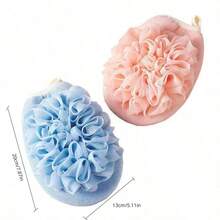 1pc Large Two-Sided Shower Glove For Scrubbing And Bathing, Blue/Pink - Multicolor - View 5