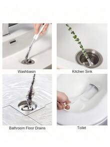 This Drain Cleaning Tool Kit Includes A Flexible Drain Cleaning Brush And Brush, Which Can Remove Hair Clogs In Sinks, Showers, And Bathtubs. It Effectively Captures Hair And Cleans The Pipes, Suitable For Kitchen And Bathroom Home Decor, Fall Decor, And Back To School Season. - Multicolor - View 4