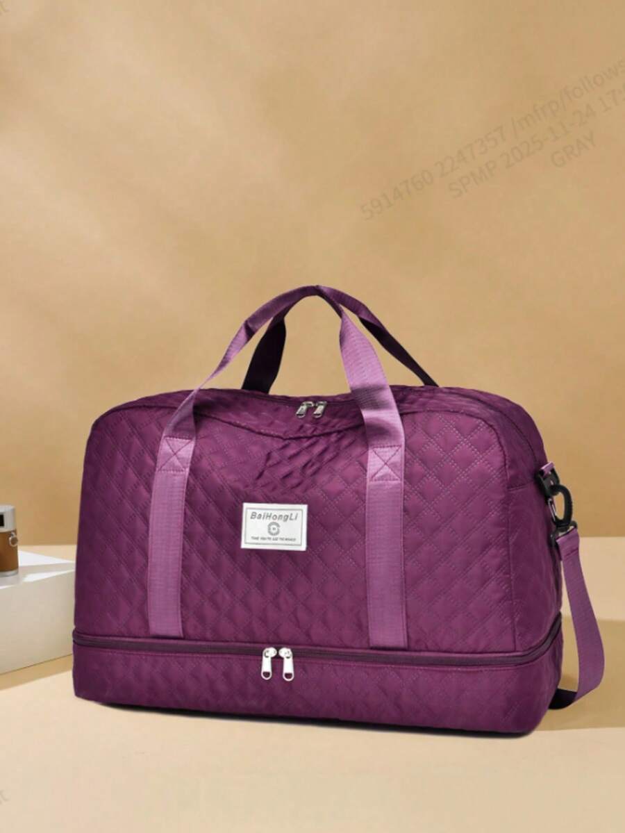 Pink Expanded Luggage Storage Bag, Lightweight Foldable, Expanded, Carry On Travel Weekender & Overnight Bag, Weekend Bag Hospital Bag Travel Bag Carry On Bag Luggage Bag Quilted Bag Quilt Bag Puffer Bag Quilted Shoulder Bag Hand Bag Crossbody Bag Traveling Bag Back To School School Bag Travel Essentials Travel Organizer For Beach Summer Vacation For Suitcase Gym Bag Duffle Bag Duffel Bag For Luggage College Bag Luggage Bags Weekender Bag Winter - Màu tím - Xem 1