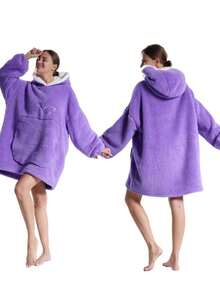 Couverture en flanelle à manches extra longues unisexe, couverture polaire pour télévision, sweat à capuche surdimensionné, pull, cadeau de Noël, vêtement d'intérieur confortable pour l'hiver - Multicolore - Voir 16