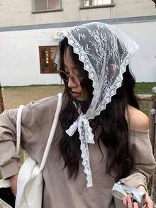 1 PC Hair Scarf, Hair Bandanas Head Kerchief, Vintage Lace Knitted Headband For Women, Headwrap For Girls, Headscarf Fall Winter Hair Accessories For Women For Vacation Outfits Woman - 彩色 - 查看 2