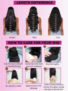 即戴式 5*5 蕾丝闭合假发和 13X4/13*6 蕾丝前假发，预先拔毛的巴西蕾丝前假发（女士款），高清透明蕾丝前假发，200% 密度长款混发蕾丝假发，自然黑 - SBUG - 查看 49