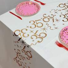 1pc Rose Gold Number Birthday Table Runner, 45th Birthday, 11.02*108.27/196.85/393.7 Inches, Birthday Party Decoration, Anniversary Retirement Party Supplies, Birthday Celebration, Party Supplies, Father's Day, Mother's Day - Rose Gold - View 28