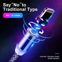 3-In-1 Magnetic Braided Nylon Data Cable, Durable Fast Charging USB Cable (Includes Type-C + Lightning + Micro USB), Compatible With IPhone 17 16 15 14 13 12 Pro Max / / / / Universal - Black - View 4