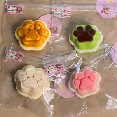 奶油橡皮泥挤压猫爪三明治系列硅胶减压玩具，硅胶挤压生日圣诞节完美礼物（项链和吊坠款式/颜色随机）