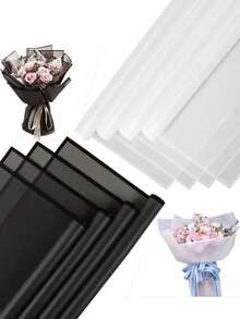 20 Peças Papel de Embrulho Floral, Papel de Embalagem de Buquê, Acabamento Dourado, Estilo Coreano, Adequado para Artesanato DIY, Presentes, Decoração, Suprimentos Florais, 23 X 23 Polegadas, Papel Seda, Suprimentos de Buquê (Rosa) - Multicolorido - Visão 1