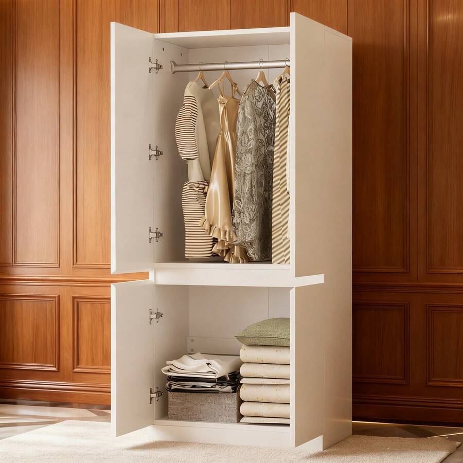 Bedroom Armoires - White + Wood - View 1