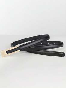 2条/1条装 女士休闲纯色PU皮细腰带，四季皆宜 - 彩色 - 查看 4