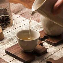 4pcs Retro Black Walnut Wood Puzzle – Wooden Puzzle-Style Coasters, Suitable For Beverage, Beer, And Coffee. Features Excellent Heat Insulation. Perfect As Christmas, Valentine's Day, Or Father's Day Gifts (Minor Color Variations May Exist In Each Wooden Piece).