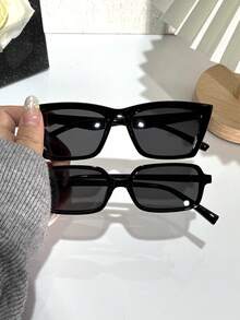 6/5/4/3/2pcs Black Plastic Geometric Full Frame Classic Men's And Women's Fashion Glasses Combination , Suitable For All Face Shapes Holiday Gifts Carnival Parties Outdoor Clothing Fashion Accessories Glasses Set Gifts - 黑色 - 查看 9