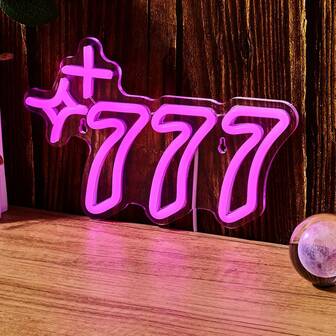 1pc Lucky Seven Neon Sign USB Powered For Room Decor, LED Neon Light Gaming Neon Sign For Bar Party Casino Wall Art Game Room Man Cave Decoration