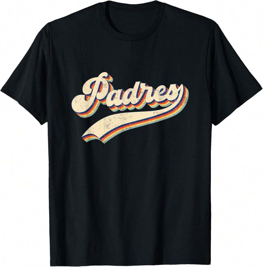 Vintage Padres First Name Padres Personalized Name Vintage T-Shirt - Black - View 1