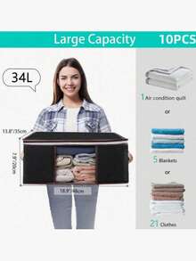 1/3/6/10/20pcs Foldable Home Storage Organizer Bags, Containers For Organizing Clothes, Bedding, Sweaters, Pillows And Closets - Multicolor - View 7