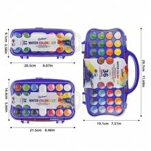 Conjunto de aquarela em pastilhas com 12/24/36 cores, pincéis e esponja absorvente. Lavável, fácil de misturar as cores, design portátil, perfeito para confecção de cartões, ilustrações, pintura e caligrafia. Ideal para artistas, estudantes e iniciantes. - Multicolorido - Ver 2