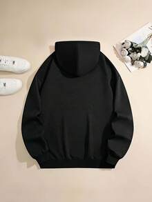 Sudadera con capucha de Navidad para hombres, de alta calidad y estilo holgado. Sudadera navideña negra para hombre, con divertidos diseños navideños, perfecta para ocasiones festivas, vacaciones y looks navideños. (1 unidad) - Negro - Ver 2