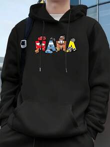 Sudadera con capucha de Navidad para hombres, de alta calidad y estilo holgado. Sudadera navideña negra para hombre, con divertidos diseños navideños, perfecta para ocasiones festivas, vacaciones y looks navideños. (1 unidad) - Negro - Ver 1