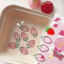 10 szt. uroczych spinaczy do papieru w kształcie truskawek, estetyczne zakładki ze stali nierdzewnej i spinacze do stron do dziennika szkolnego w biurze, kawaii artykuły papiernicze na prezent