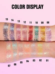 HANDAIYAN 15-Color Glitter Eyeshadow Palette, Pearlescent Shimmery Natural Long-Lasting Eyeshadow, Suitable For Parties, Cosplay, Christmas Gifts, Winter Essential - 彩色 - 查看 3