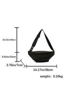 休闲时尚女士腰包单肩斜挎包 - 黑色 - 查看 9