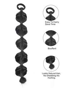 1 pieza Peluca de cola de caballo con burbuja para mujeres, cabello trenzado lindo con coletero, regalo exquisito, moda francesa retro, regalo para celebraciones, vacaciones, fiestas, amigos, regalos familiares (Colores de cabello: negro natural, marrón claro, marrón oscuro, marrón negro) - Multicolor - Ver 5