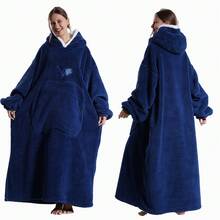 Couverture en flanelle à manches extra longues unisexe, couverture polaire pour télévision, sweat à capuche surdimensionné, pull, cadeau de Noël, vêtement d'intérieur confortable pour l'hiver - Multicolore - Voir 21