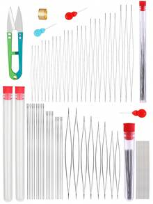 1 Set DIY Beading Needles, Includes Middle Hole Beading Needles, Thin Long Seed Bead Needles, Jewelry Making Tools For Bracelets, Necklaces (Random Color Accessories)