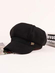 Solid Color Beret, Baseball Cap, Women's Spring/Summer Korean Style, Versatile, Face-Slimming Octagonal Cap, Japanese Style Large Head Circumference Painter's Hat.