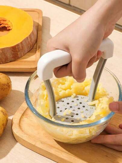 1pc Manual Potato Masher, Potato Crusher, Durable Plastic Manual Mash Tool, Kitchen Vegetable Fruit Crushing Tool, Crusher G Press, Essential Kitchen Tool