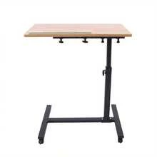SENDERPICK Mesa de ordenador con ruedas - Color de madera negra y natural - Ver 6