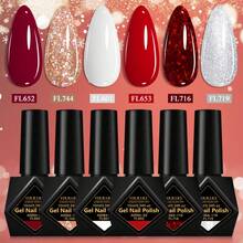 6支装 FOUR LILY 10ml 闪粉凝胶指甲油套装，光泽持久，不含酒精，沙龙级品质，适合DIY美甲，是送给女性的完美圣诞礼物，光泽凝胶，易于涂抹，凝胶指甲油，完美美甲 - 彩色 - 查看 10