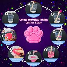 19pcs/Set Squishy Glow Cat Paw DlY Kit, DIY Jewelry Making, Soft Silicone Cat Paw Making Kit, Include Transparent 50ml:50ml DIY Silicone AB Resin Glue, Cat Paw Silicone Mold, Flocking, 2 Colors Luminous Powder, Tool, 1:1 By Volume Ideal For DIY - Multicolor - View 8