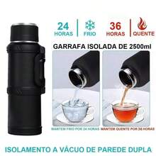 2.5 Liter Stainless Steel Thermal Water Bottle - Preto(2.5升) - 查看 1