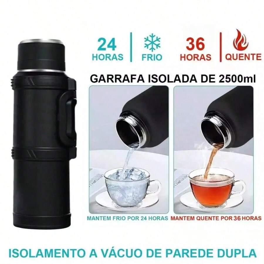 2.5 Liter Stainless Steel Thermal Water Bottle - Preto(2.5升) - 查看 1