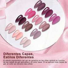 12pc 5ml Gelish para Uñas Magnético Gato Ojo + Top Coat para Uñas, Esmalte de Gel Transparente Rosado Claro Brilliante con Purpurina, Materiales para Uñas Soak Off UV LED para Diseño de Arte de Uñas - Multicolor - Ver 2
