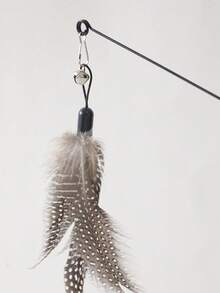 Feather Cat Teaser Wand, Interactive Cat Toy With Steel Spring, Durable & Bite-Resistant For Pet Entertainment - Three-color Feathers - View 1