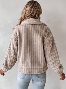 Women's Plush Jacket - Soft Pink Winter Coat With Stand-Up Collar &, Button-Front Closure, Machine Washable Cozy Outerwear For Fall/Winter, Casual & Professional Wear  Solid Faux Fur Trucker Jacket, Casual Long Sleeve Jacket For Fall & Winter, Women's Clothing  Define Jacket  Sports Jacket  Ski Clothes Women  Zip Up Jackets  Fitted Jacket  Winter Coat For Women  Abrigos De Invierno Para Mujer  Women's Winter Clothing Of Women's Winter Clothing Women's Winter Fashion Women's Winter Promotion Of Women's Winter Clothing Christmas  Ugly Christmas Sweater Women Curve - 杏色 - 查看 6