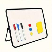 一套磁性双面小白板套装，办公备忘录架可调节角度白板，教学练习书写绘图板，配有白板笔和磁性擦颗粒 - 彩色 - 查看 9